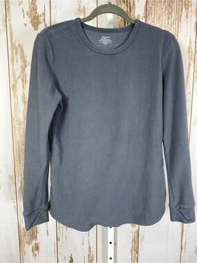 Climate Right, Soft Crewneck Thermal Long Sleeve Tee in Slate Gray. Size Large.